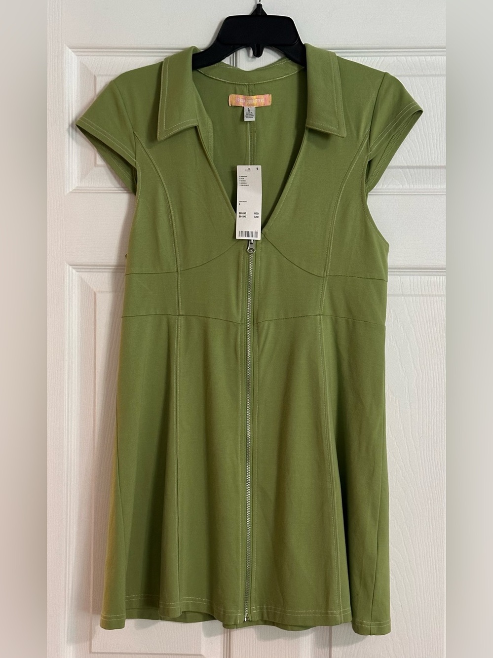 Urban Outfitters Olive Green Zip-Front Dress
